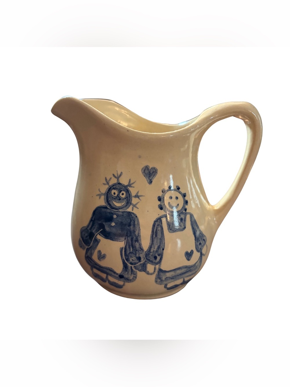 Vintage Hand-Painted Blue Ragdolls Folk Art 5” Pitcher